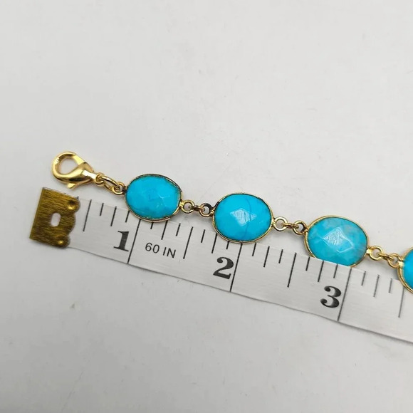 Stauer Eterno Bracelet With Blue Turquoise In Velvet Box 9.5 Total Length - Picture 8 of 8
